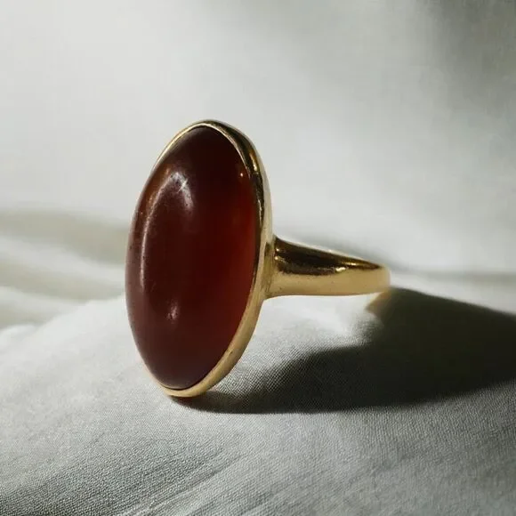 Antique 10k Gold Cabochon Carnelian Ring Size 4.5 Georgian Vintage Ring 2.8g - Picture 16 of 16